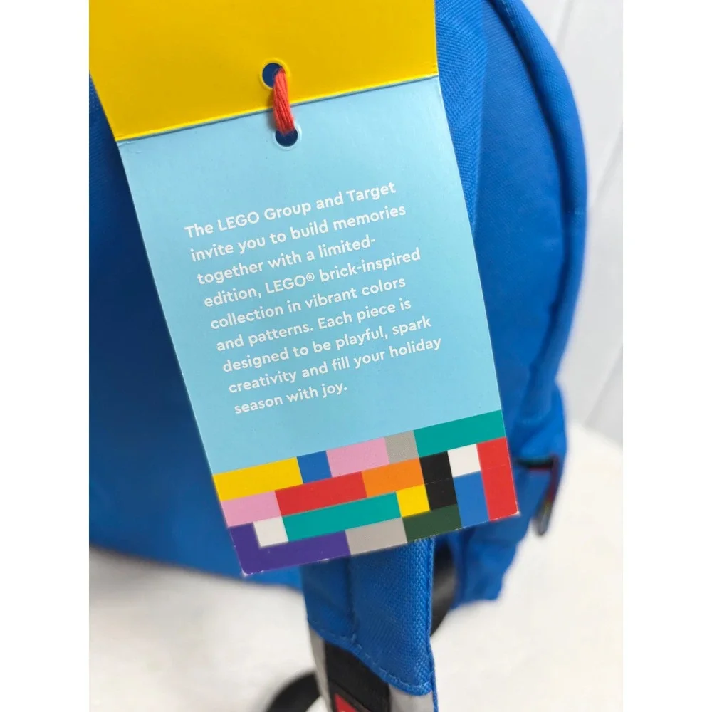 LEGO x Target Quilted Puffer Backpack Blue Limited Edition Brick Pattern NWT